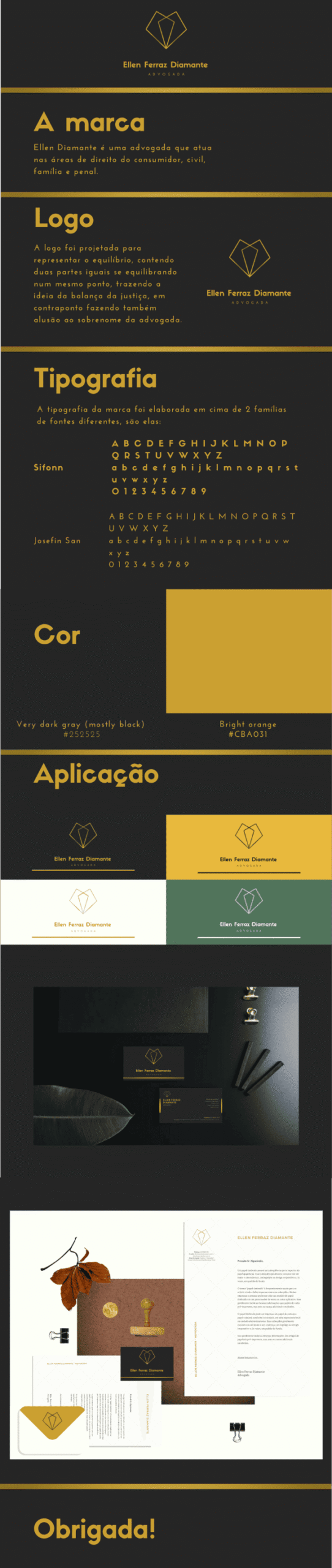 Apresentação de identidade visual para advogada