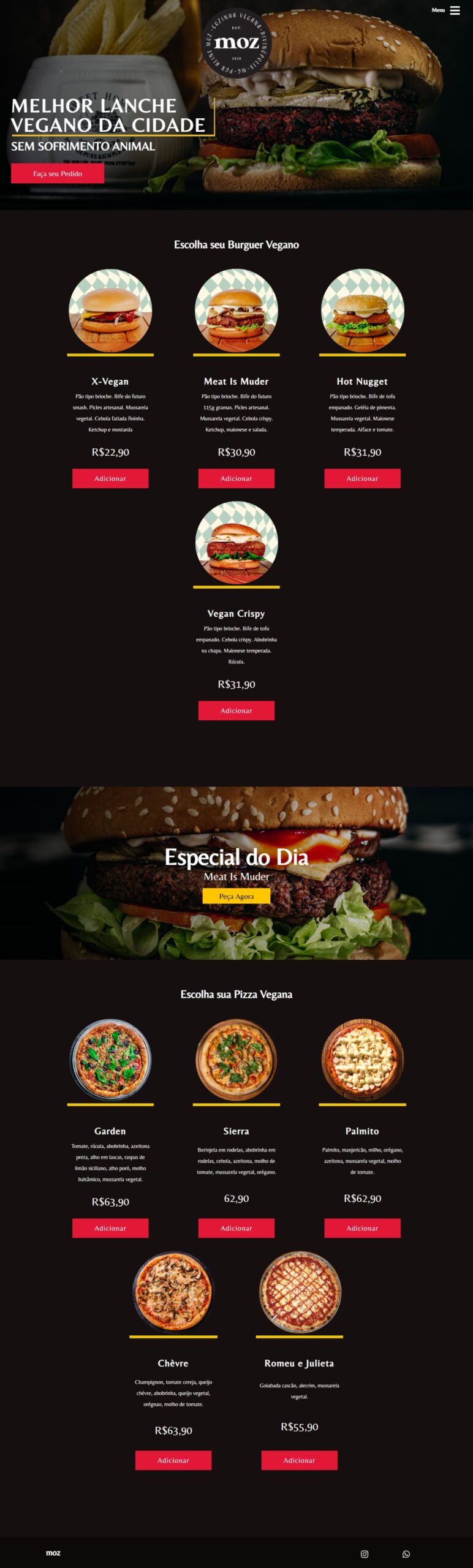 Cardápio Digital para Moz Cozinha Vegana